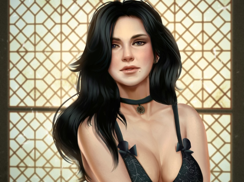 chest, the enchantress, medallion, 4K, Witcher 3: Wild Hunt, Yennefer of Vengerberg, art, hair, look