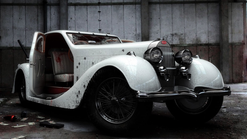 abandoned, Bugatti, coupe, stationary, old, built structure, retro styled, architecture, no people, wheel, gangsters, motor vehicle, Vintage car, outdoors