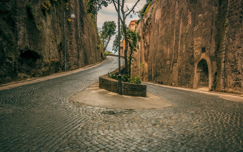 empty, transportation, building exterior, the way forward, plant, day, direction, alley, outdoors, arch, architecture, long, history, nature, street, footpath