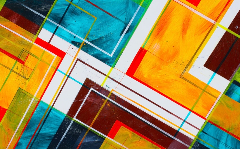 orange, flower, brown, form, 2K, Abstract, teal, painting, s