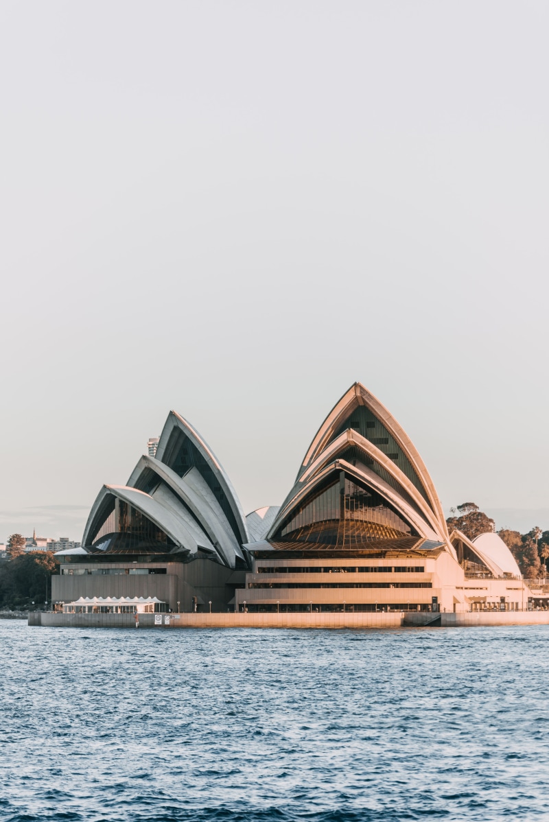 sunset, goldenhour, built structure, city, copy space, sea, pastel, building, landmark, minimalism, water, travel, day, no people, teal, orange, operahouse