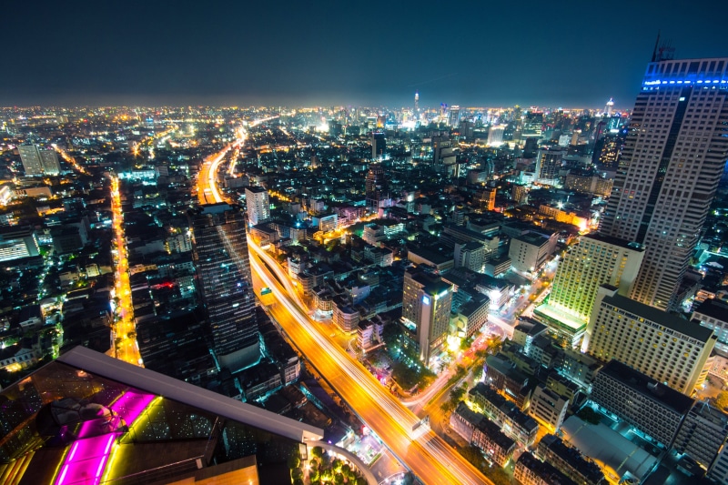 downtown District, Night shot, architecture, nightlife, road, light trail, urban Scene, famous Place, urban Skyline, twilight, travel, building, financial district