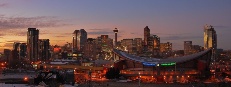 residential district, no people, building exterior, financial district, alberta, multiple lane highway, nature, evening, architecture, photo, outdoors