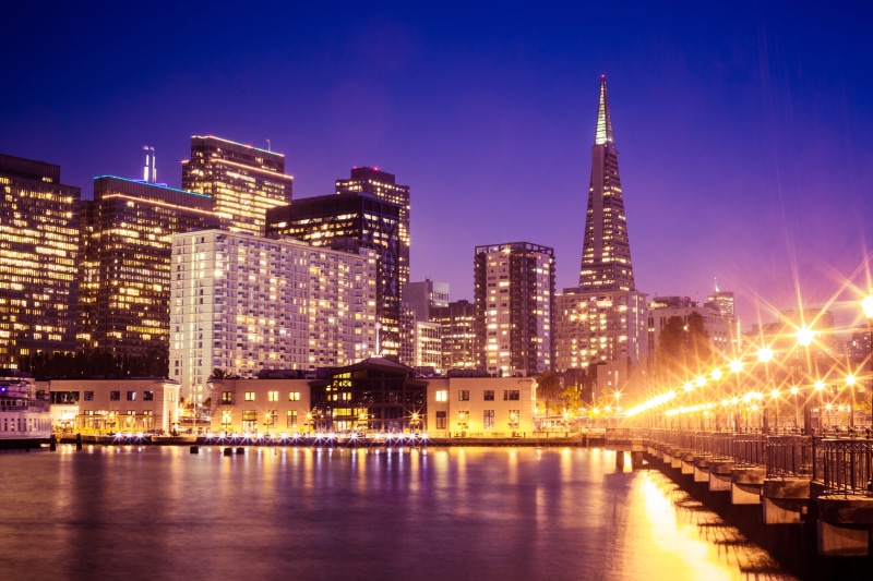 at Night, twilight, san, waterfront, evening, famous Place, Wonderful, nightlife, building Exterior, city lights, lights, no people, San Francisco, night