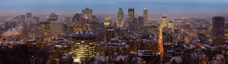 building exterior, gray, no people, night, travel destinations, multiple display, built structure, landscape, Quebec, building, nature, city life, 4K