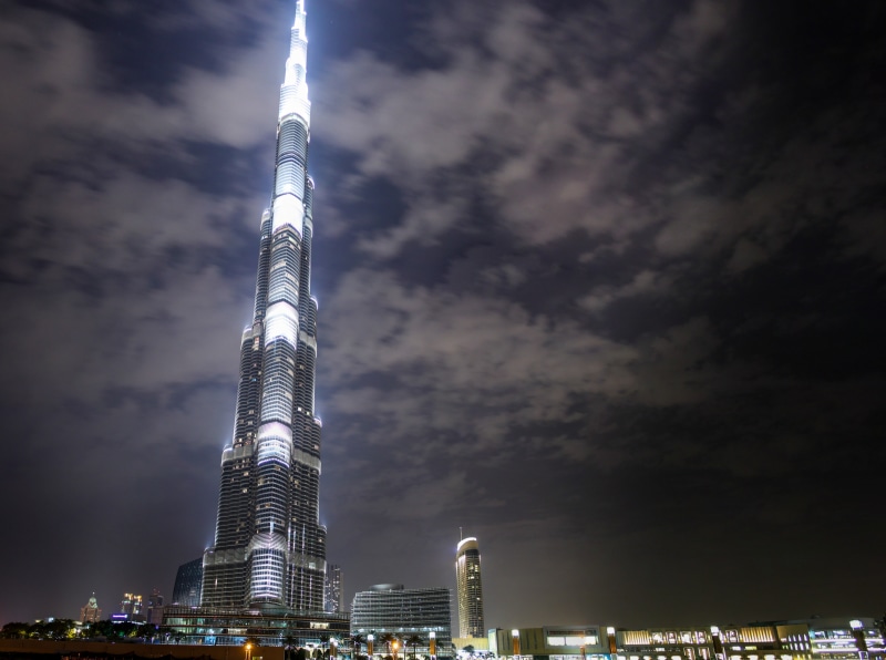 United Arab Emirates, unitedarabemirates, burj, khalifa, modern, Night, building exterior, low angle view, Emirates, office building exterior, tower, tall - high