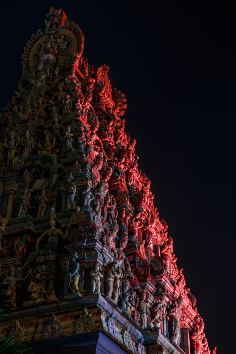 ornate, human representation, sri srinivasa perumal temple, singapore, kavadi, built structure, religion, art and craft, temple, 5K, male likeness, craft