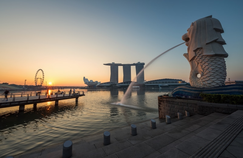 nature, skyscraper, tourists, theatre, bridge, ao, building exterior, singapore, luxury, mooring, transportation, culture, mirroring, sea lion, sunset