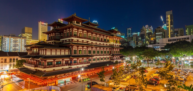 Singapur, backlight, town square, 4K, temple, the evening