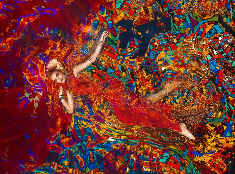 kaleidoscope, Fabulous, creativity, Girl, paintings, portrait, Lovely, clothes, swimming, Colors, pattern, studio shot, Clothing, full length, hd, art and craft
