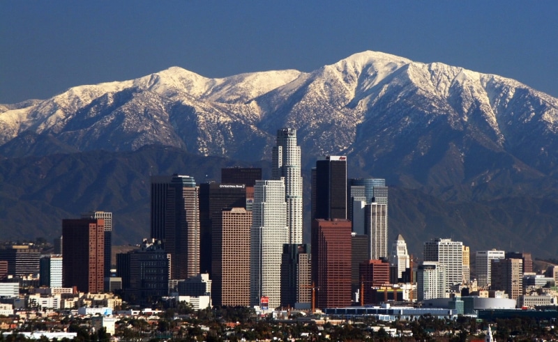 los, tower, mountain peak, mountain, Downtown, buildings, mountain range, rise, travel destinations, high, landscape, no people, building, tall - high