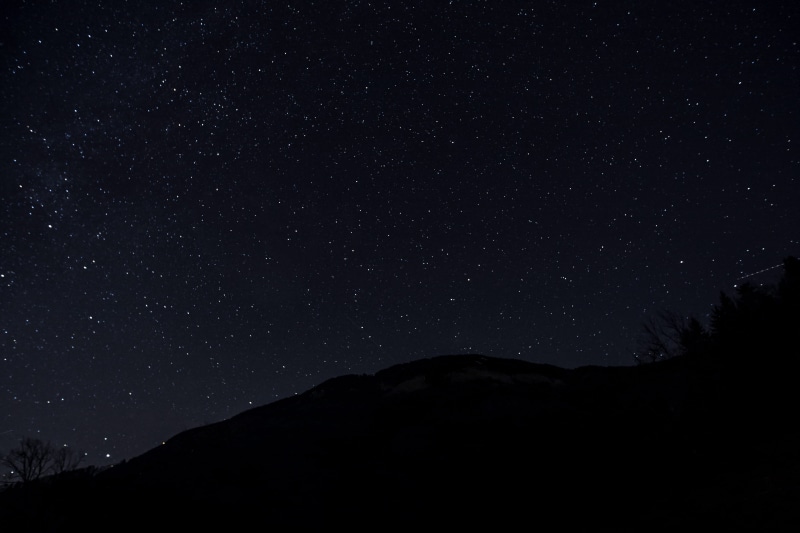 tranquility, mountain peak, 4K, sky, silhouette, nature, limitless, no people, endless, mountain, trees, night, scenics - nature, astronomy, dream, idyllic