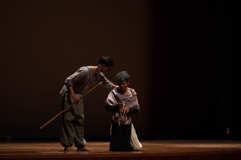 childhood, stage - performance space, men, drama, play, holding, 5K, stage, togetherness, offspring, acting, performance, adult, boys, singapore, full length