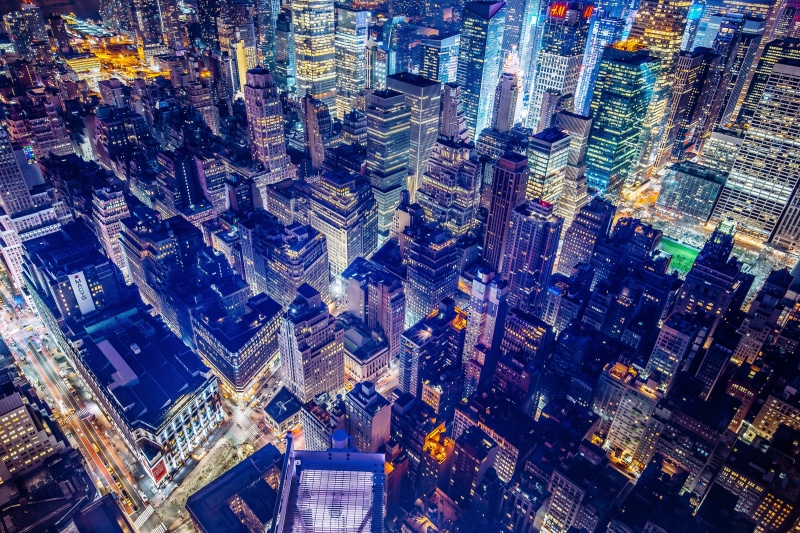 lights, Broadway, 5K, night, city, building