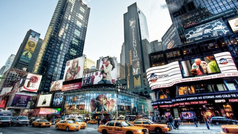 taxis, times, 1080P, street, square, skyscrapers, nature and landscapes, nyc, broadway, city