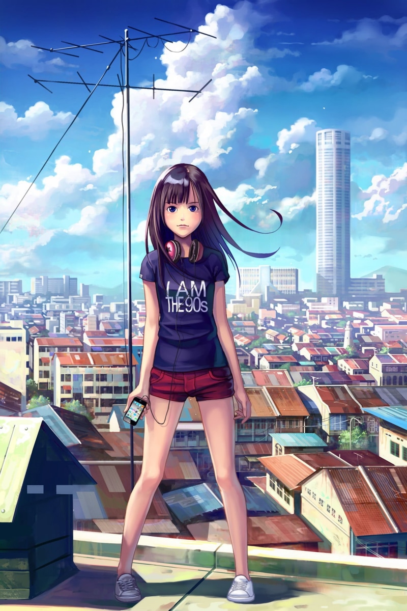 built structure, cloud - sky, city, young women, city life, 720P, one person, fashion, real people, cityscape, original characters, young adult, iPhone