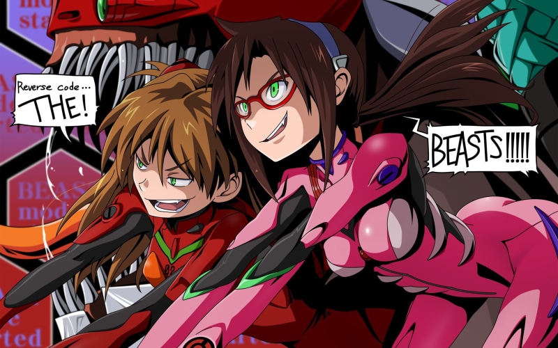 Neon Genesis Evangelion, 1080P, Asuka Langley Soryu, Makinami Mari Illustrious, anime
