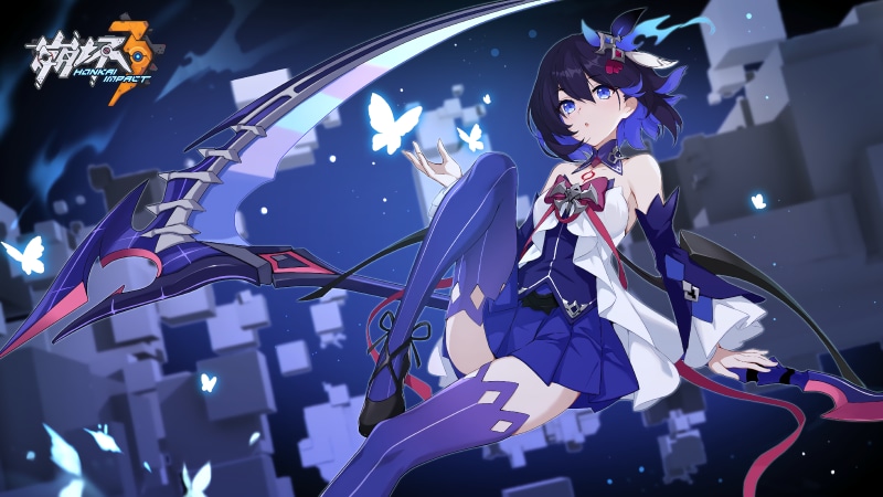 women, scythe, anime girls, anime games, hongkai impact 3, 8K, Seele Vollerei
