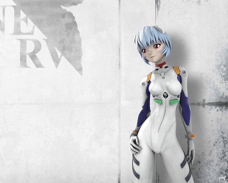 suits, three quarter length, costume, Neon Genesis Evangelion, child, women, standing, blue hair, fashion, wall - building feature, Nerv, representation