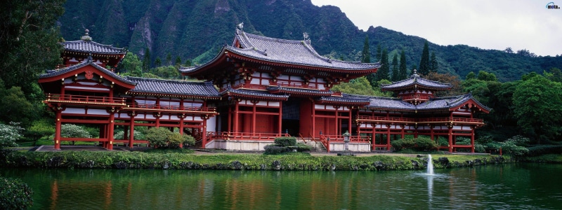hawaii, multiscreen, screen, ancient, lakes, green, 2K, nature, asian, water, dual, architecture, tranquility