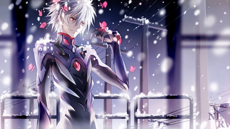 Evangelion, Snowfall, Short Hair, Evangelion: 3.0 You Can (Not) Redo, 1080P, Neon Genesis Evangelion, Red Eyes, Kaworu Nagisa, Anime, White Hair