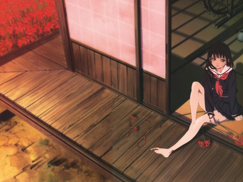 relaxation, anime girls, lifestyles, Enma Ai, nature, women, architecture, fashion, young women, wood - material, 4K, sitting, one person, flooring, young adult