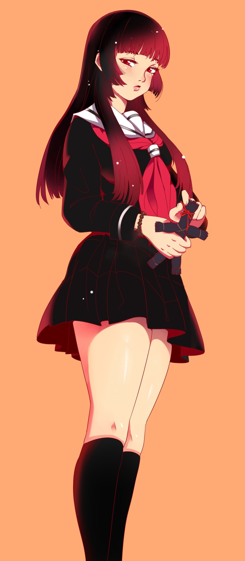 Enma Ai, 2K, red, beauty, three quarter length, Jigoku Shoujo, adult, females, young adult, anime girls, indoors, portrait, clothing, studio shot, beautiful woman