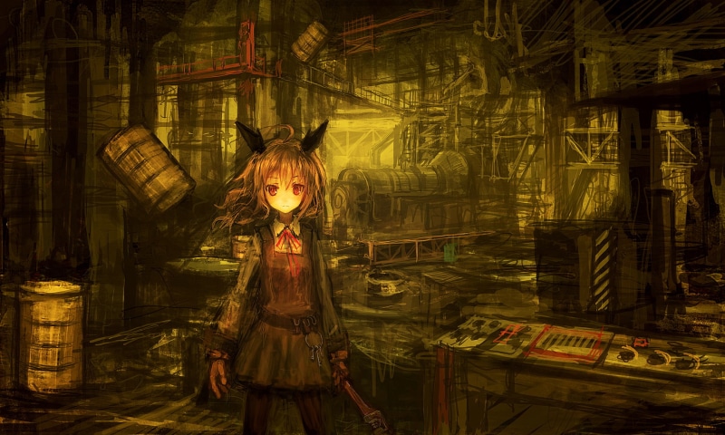 indoors, 1080P, original characters, digital composite, architecture, THE-LM7, night, creativity, factories, spooky, celebration, adult, halloween, representation