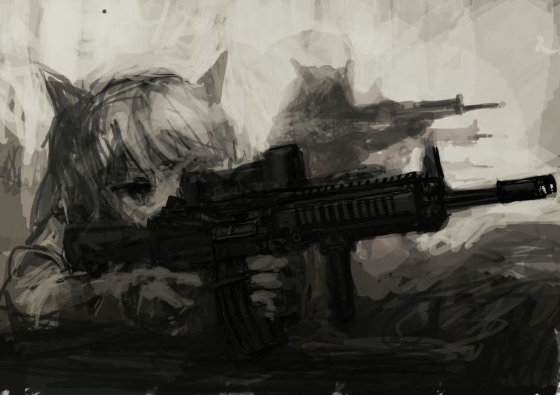 human representation, rifle, indoors, plastic, creativity, catgirl, day, no people, military, art and craft, gun, government, op center, monochrome, security