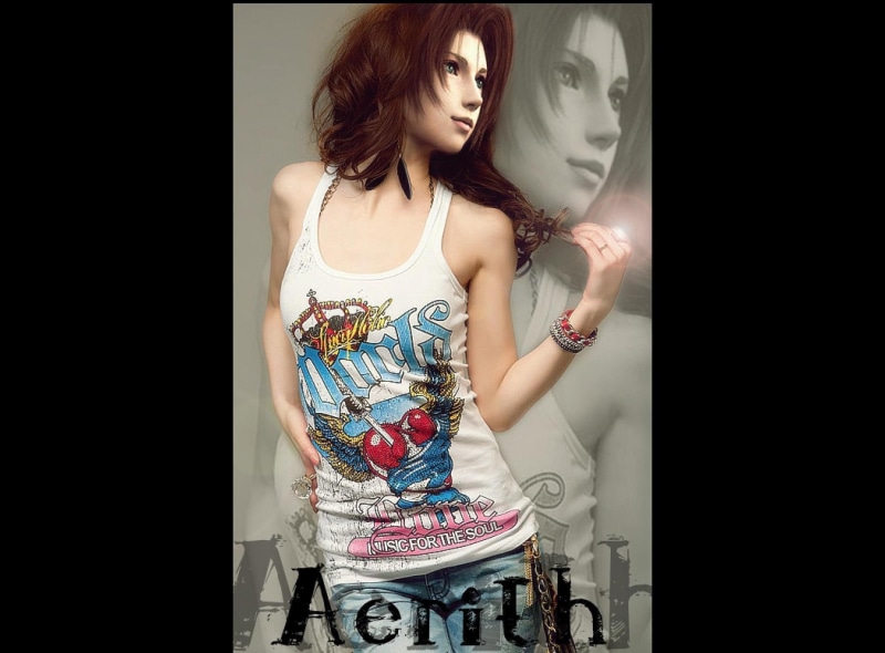 jeans, final fantasy, games, realistic, girl, final fantasy series, 1080P, video games, aerith, gainsborough, brown hair