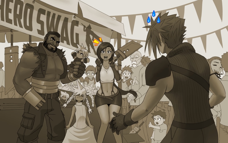 Final Fantasy VII, Barret Wallace, barrett, ff7, Tifa, Final Fantasy, Tifa Lockhart, 4K, Cloud Strife, toy