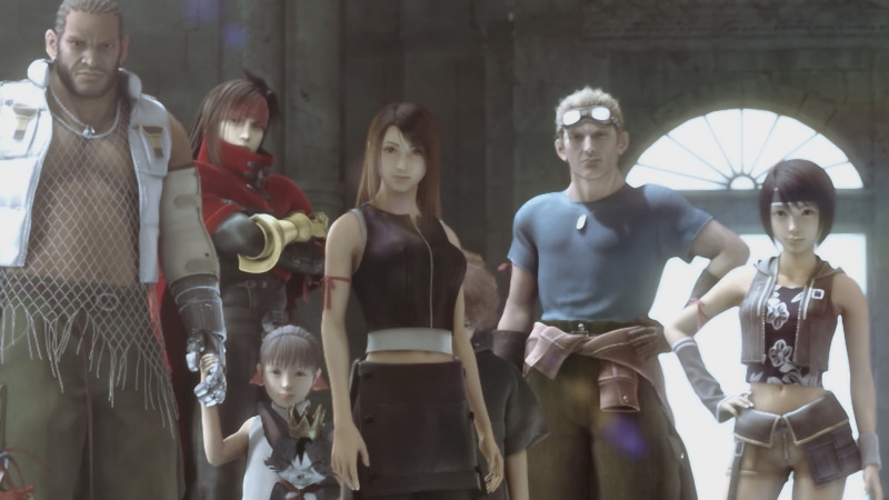 Barret Wallace, Final Fantasy, Tifa Lockhart, Marlene Wallace, Final Fantasy VII: Advent Children, Denzel, Yuffie Kisaragi, movies, Cid Highwind, Vincent Valentine