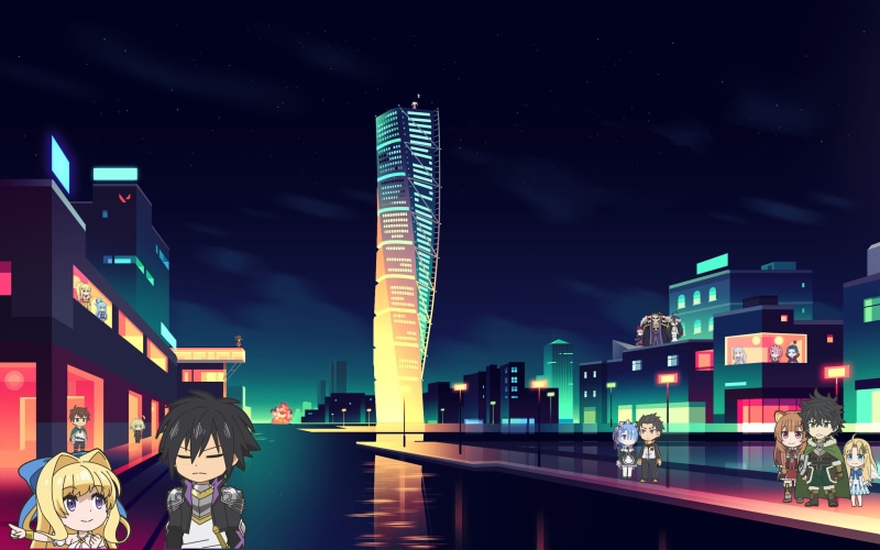 architecture, 2K, Valorant, Isekai Quartet, neon lights