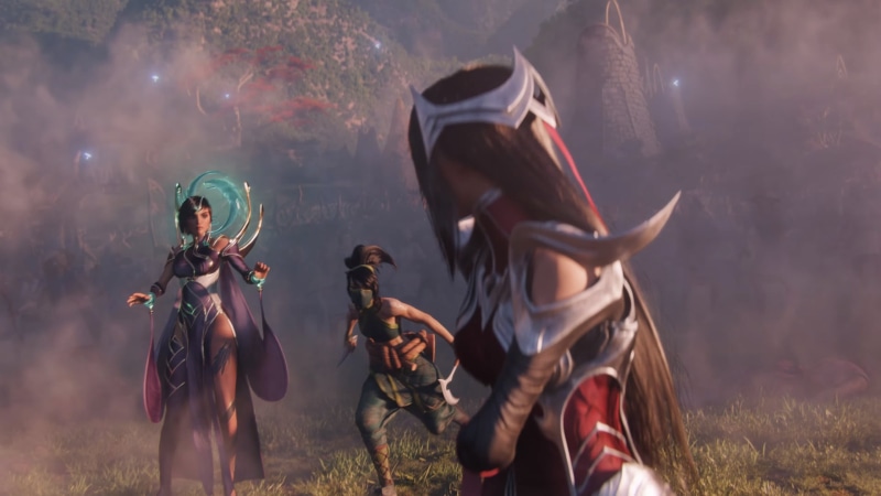dark hair, fighting, video game girls, Karma (League of Legends), 2K, League of Legends, Akali(League of Legends), Irelia