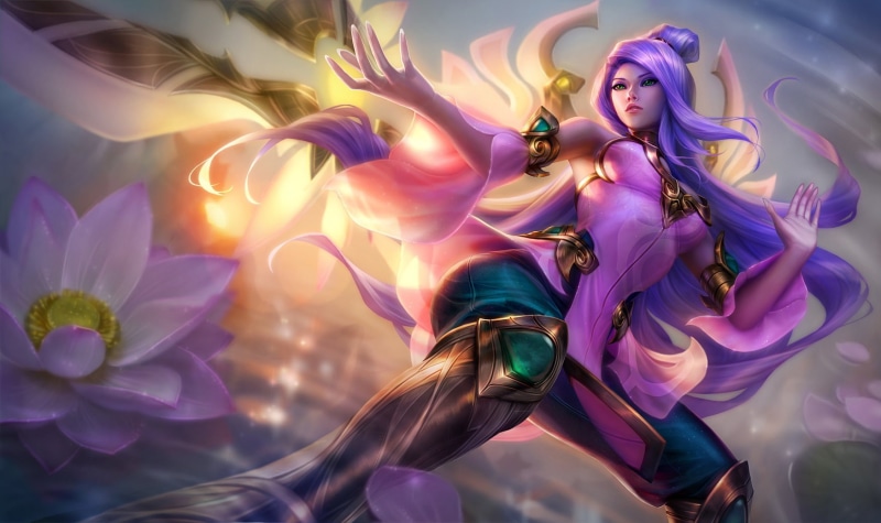 digital art, water, 720P, women, long hair, Irelia, flowers, video games, anime girls, anime, weapon, League of Legends
