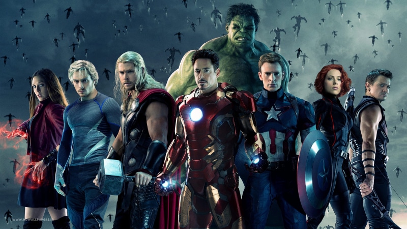 indoors, night, casual clothing, men, Hulk, The Avengers, adult, architecture, crowd, Captain America, group of people, people, Avengers: Age of Ultron