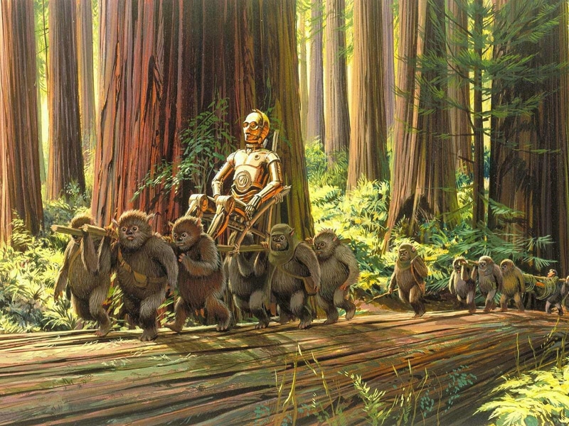games, art, mcquarrie, ralph, video, ewoks, artwork, x, C3PO, cpo, 720P, hd, Star Wars, wars, star