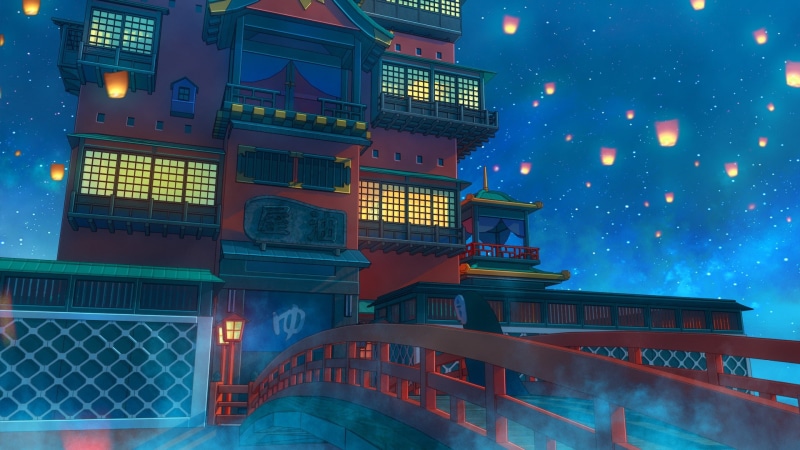 Building, Movie, Night, 1080P, Spirited Away