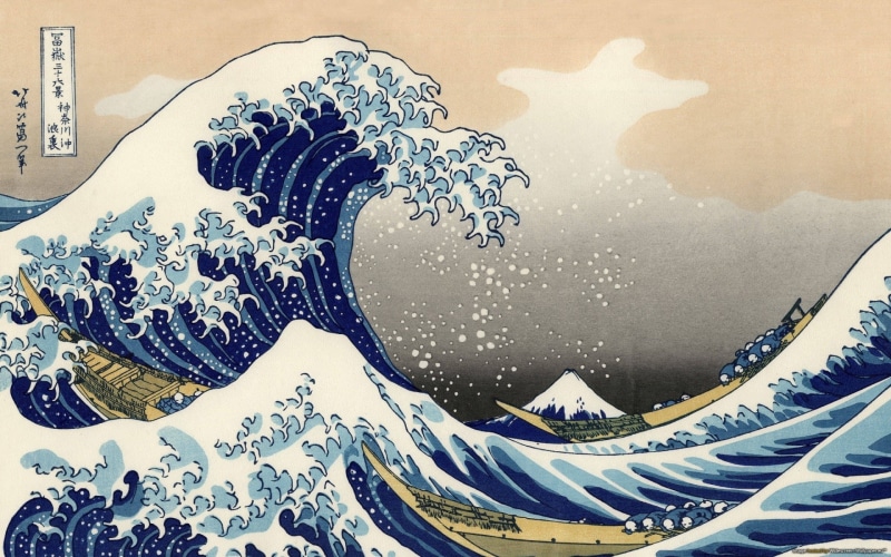 the, views, paintings, six, Fuji, Thirty, off, Mount, Katsushika, Kanagawa, Hokusai, 1080P, of, Great, Wave