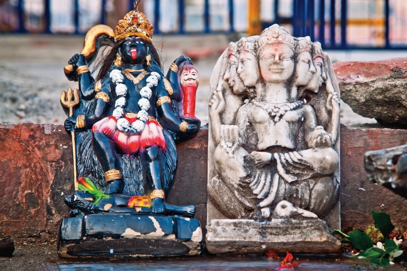 representation, durga, mythology, hindu, creativity, no people, puja, god, traditional, outdoors, power, day, male likeness, asia, statue, craft, 4K, belief
