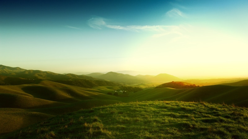 landscape, non-urban scene, California, idyllic, sunrise, no people, scenics - nature, outdoors, view, grass, land, sky, beauty in nature, sunlight, mountain