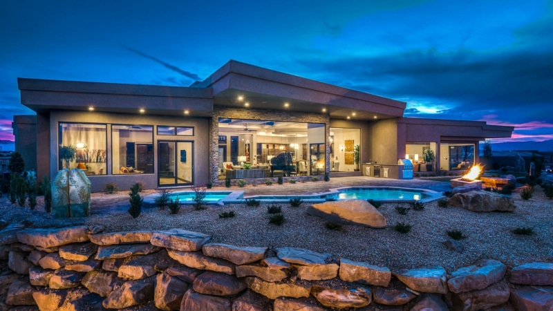 transportation, luxury, travel destinations, swimming pool, resort town, sky, parade of homes, dusk, illuminated, incidental people, motor vehicle, city