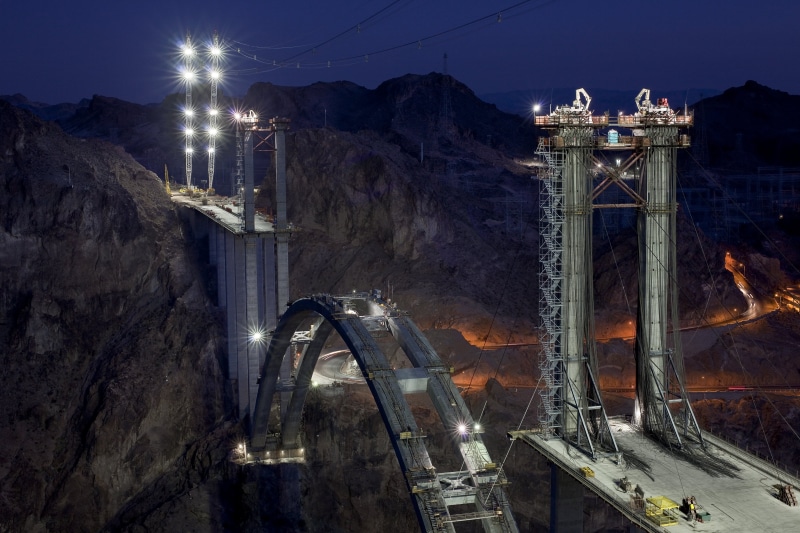 industry, building exterior, long exposure, machinery, lighted, nature, built structure, outdoors, industrial equipment, transportation, night, water, bridge
