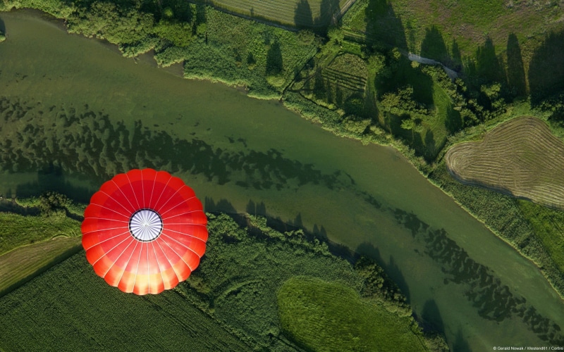 scenics - nature, tea crop, plantation, landscape, land, hot air balloons, nature, birds eye view, day, rural scene, plant, high angle view, farm, no people