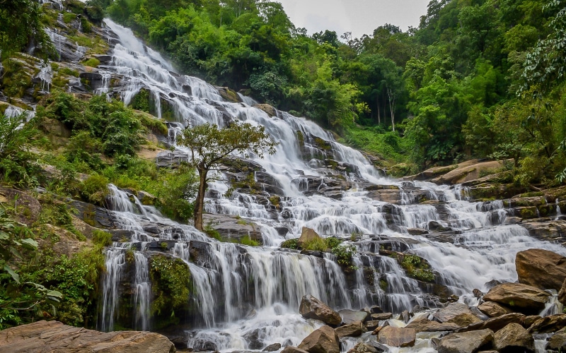 northern, solid, forest, scenics - nature, motion, flowing, thailands, no people, thailand, 2K, water, plant, falling water, non-urban scene, environment