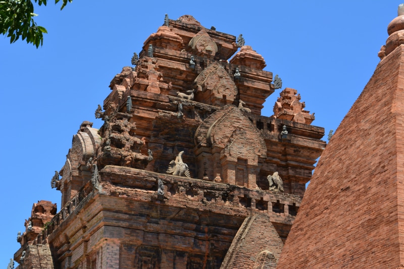 history, landmark, tower, nature, religion, building exterior, asia, cham, stone material, place of worship, clear sky, travel, temple, indochina, building