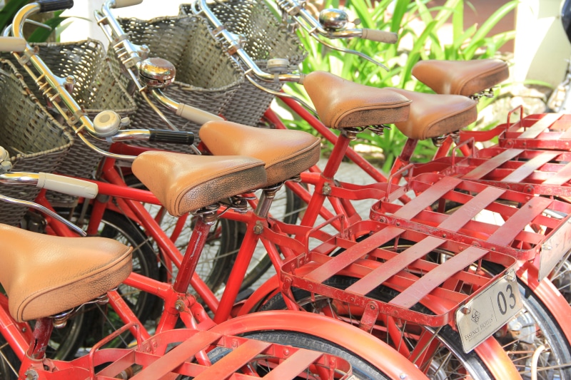 day, relaxation, no people, sunlight, absence, seat, 5K, tourism, hoian, red, Indochina, close-up, mode of transportation, land vehicle, nature, transportation