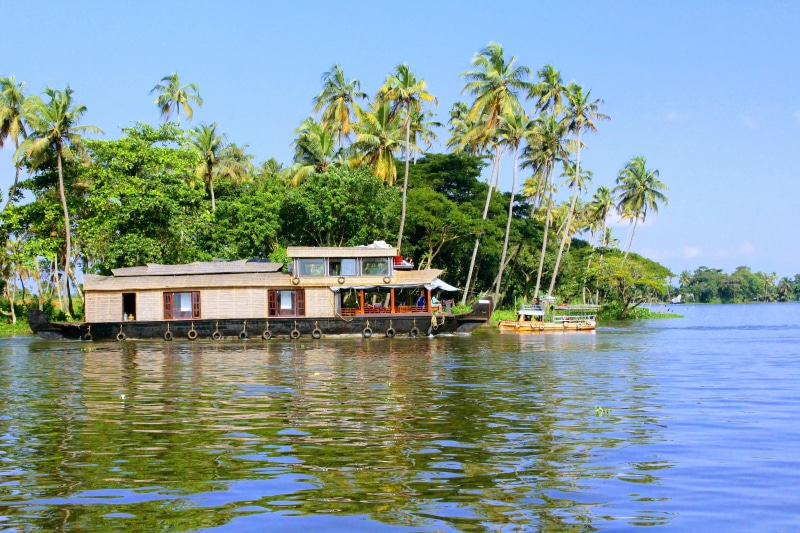 boat hou, outdoors, tranquility, kerala, alleppey, boat, transportation, coconut palm tree, tree, built structure, kumarakom, nature, nautical vessel, water