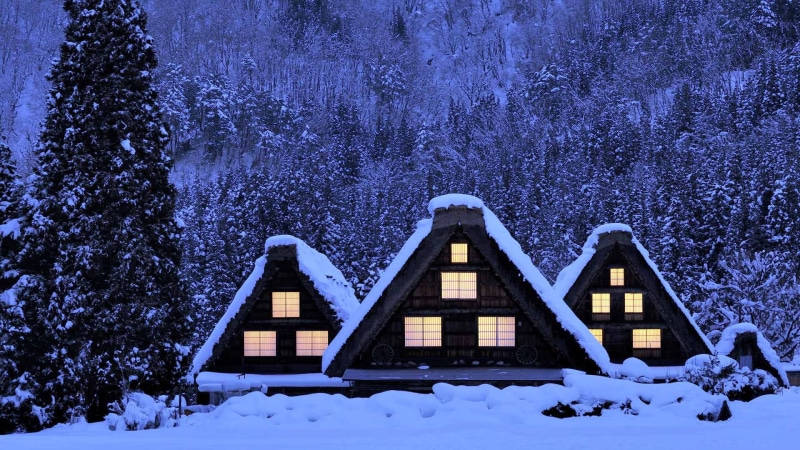 Japan, house, snow, 1080P, winter, Shirakawa-go