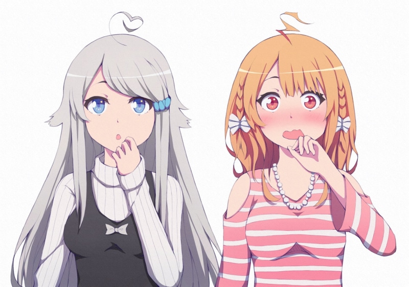Red Eyes, bow (Clothing), Braid, Imouto sae Ireba Ii., Blue Eyes, 1080P, Orange Hair, Anime, Necklace, Nayuta Kani, White Hair, Miyako Shirakawa, Long Hair